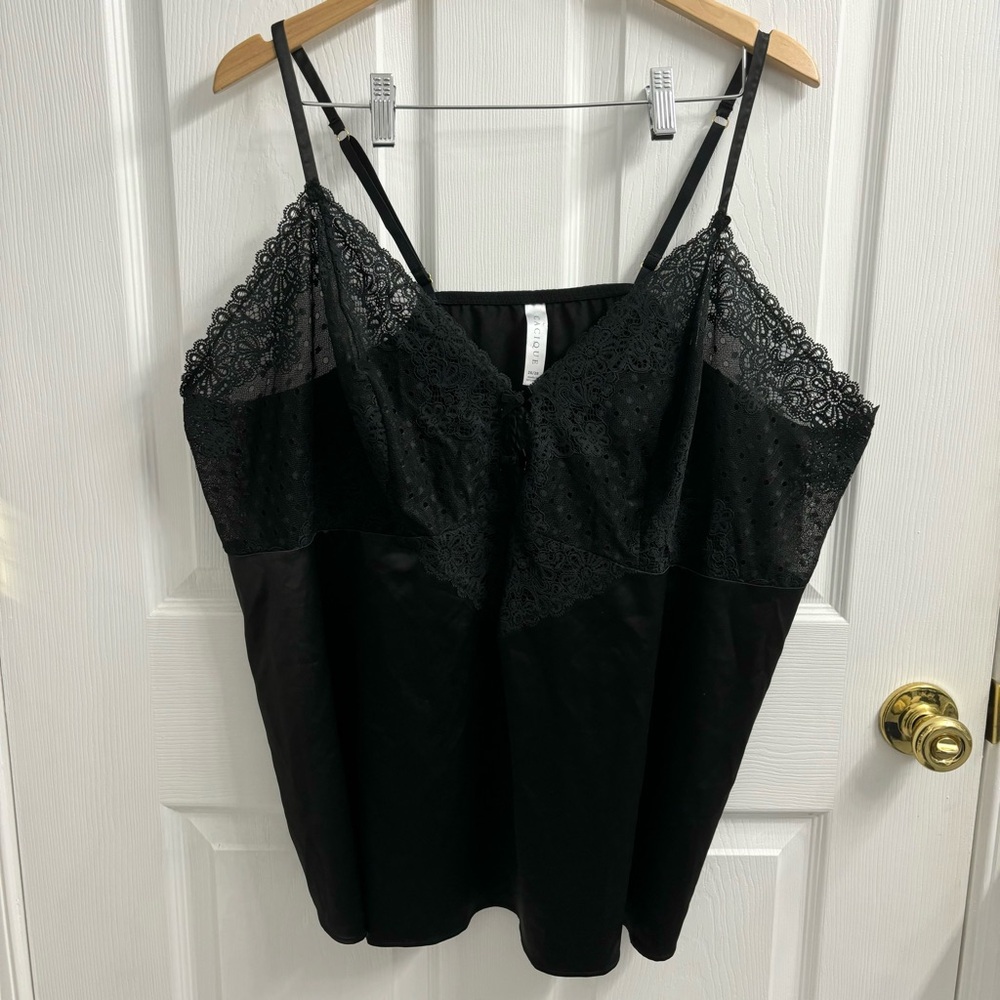 Babydoll Top Black Lace Satin Lingerie Y2K Sheer